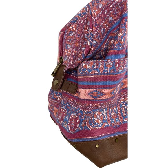 Style & Co Bohemian Vintage-Style Weekend Travel Bag With Colorful Pattern & Lea - Picture 2 of 16
